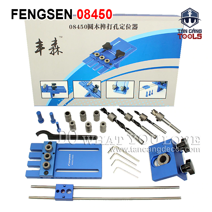 Bộ dưỡng khoan chốt gỗ kết hợp khoan ốc cam 01 FENGSEN 08450