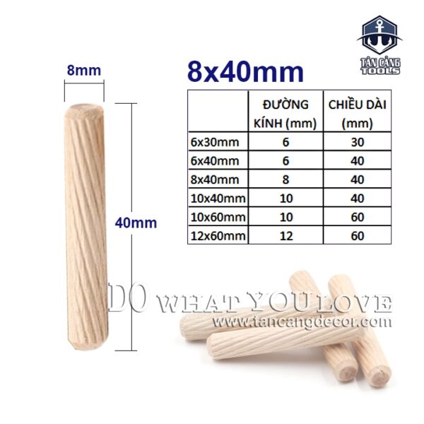 Chốt gỗ phi 8mm - dài 40 mm - 1 Kg