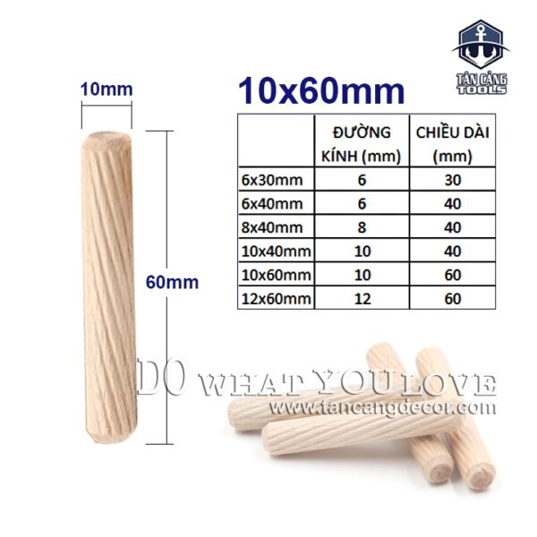 Chốt gỗ phi 10mm - dài 60 mm - 1 Kg