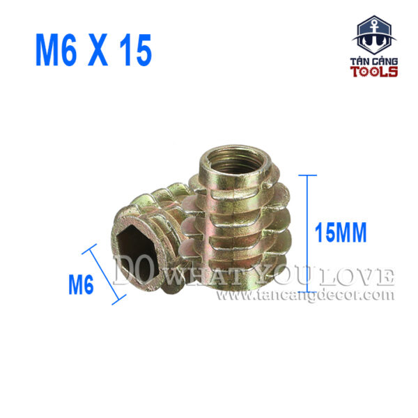 100 cái Ốc Cấy Ren M6 x 15 mm Không Vành