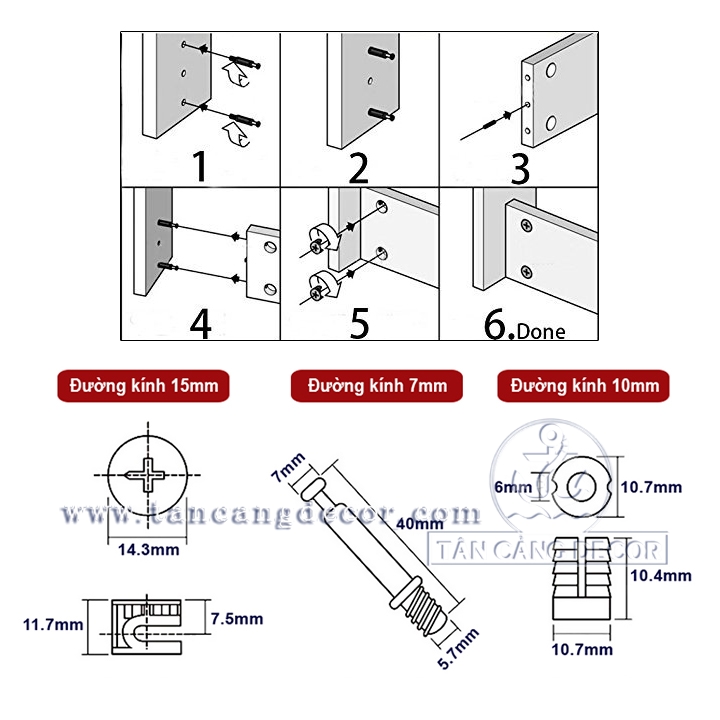 50 Bộ Chốt Ốc Cam 15-40 mm - Ảnh 5