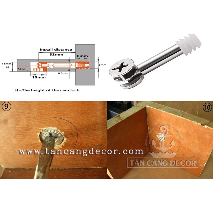 50 Bộ Chốt Ốc Cam 15-40 mm - Ảnh 8