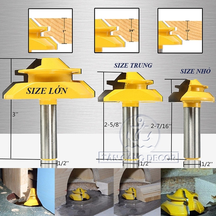 Mũi Router Ghép Góc 90 Độ Cho Ván Dày 20 - 25 mm Cốt 12.7 mm - Ảnh 5