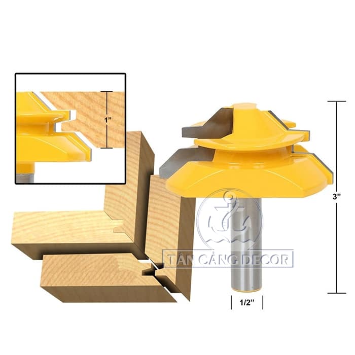 Mũi Router Ghép Góc 90 Độ Cho Ván Dày 20 - 25 mm Cốt 12.7 mm