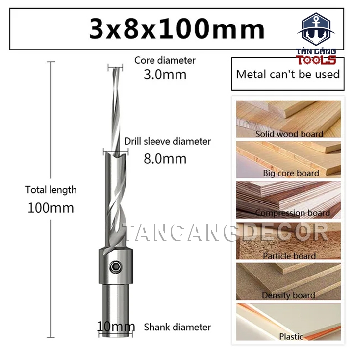 Mũi khoan 2 tầng chuôi tròn 3x8x100