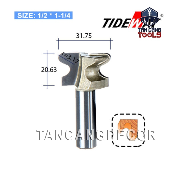 Mũi Router Tạo Tay Nắm Âm Tideway 31.75 mm Cốt 12,7 mm