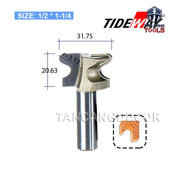 Mũi Router Tạo Tay Nắm Âm Tideway 31.75 mm Cốt 12,7 mm
