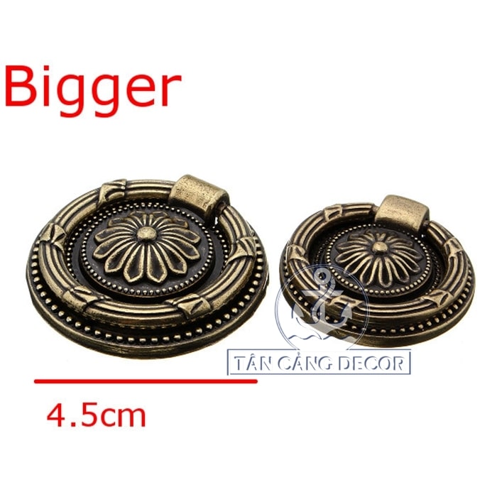 Chốt kéo tròn bông hoa Cổ Điển 05 size lớn - KT:4.5cm - Ảnh 2
