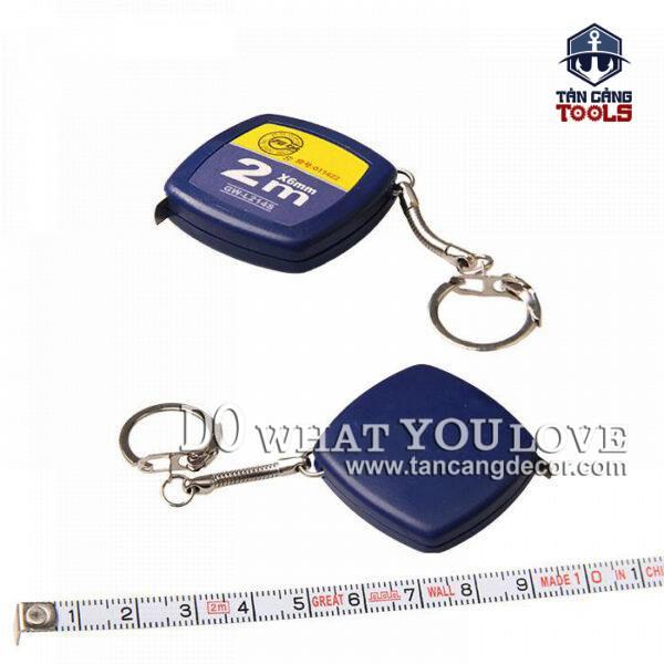 Thước dây móc khóa 2m xanh