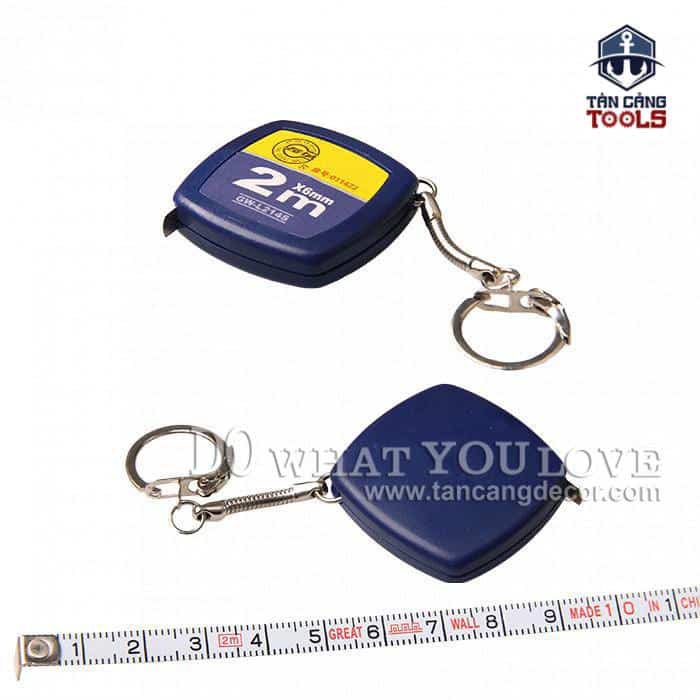 Thước dây móc khóa 2m xanh