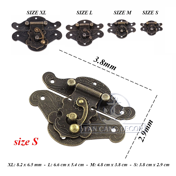 Khóa hộp gài chốt size S 05 Cổ điển - KT: 3.8cm