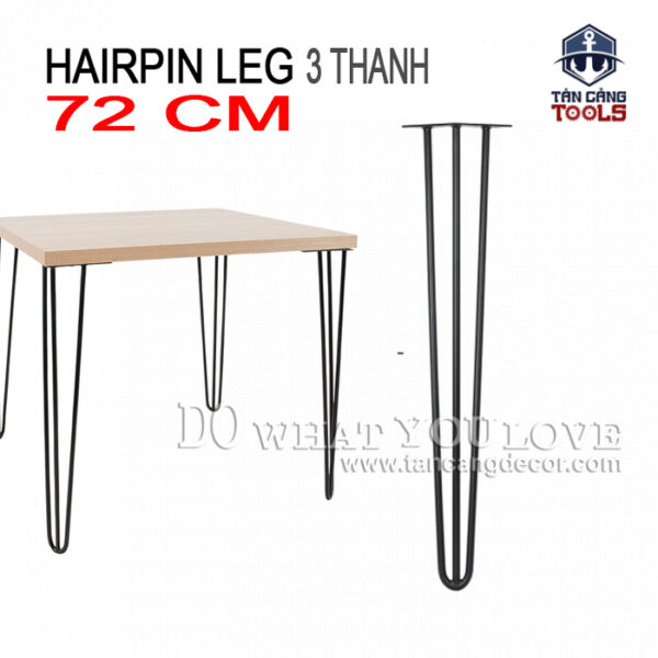Chân bàn hairpin leg 72cm loại 3 thanh