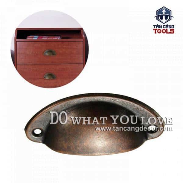 Tay nắm 10 màu đồng đỏ hình bán nguyệt Cổ điển - KT:8.2cm