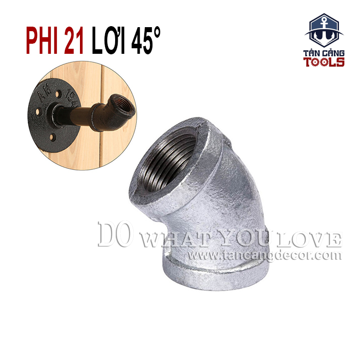 Lơi ống 21 góc 135 độ Ống Nước - Thép Mạ Kẽm