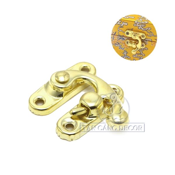 Khóa hộp 15 gài chốt cong Cổ điển màu vàng ánh kim - KT:2.6cm