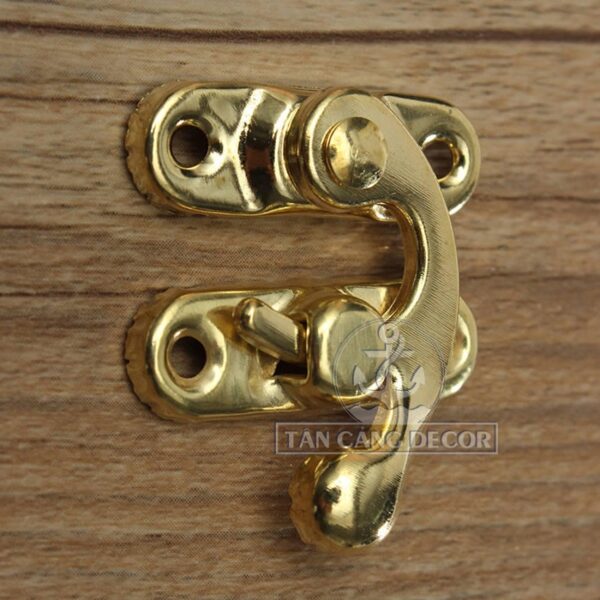 Khóa hộp 15 gài chốt cong Cổ điển màu vàng ánh kim - KT:2.6cm - Ảnh 4