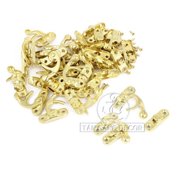 Khóa hộp 15 gài chốt cong Cổ điển màu vàng ánh kim - KT:2.6cm - Ảnh 5