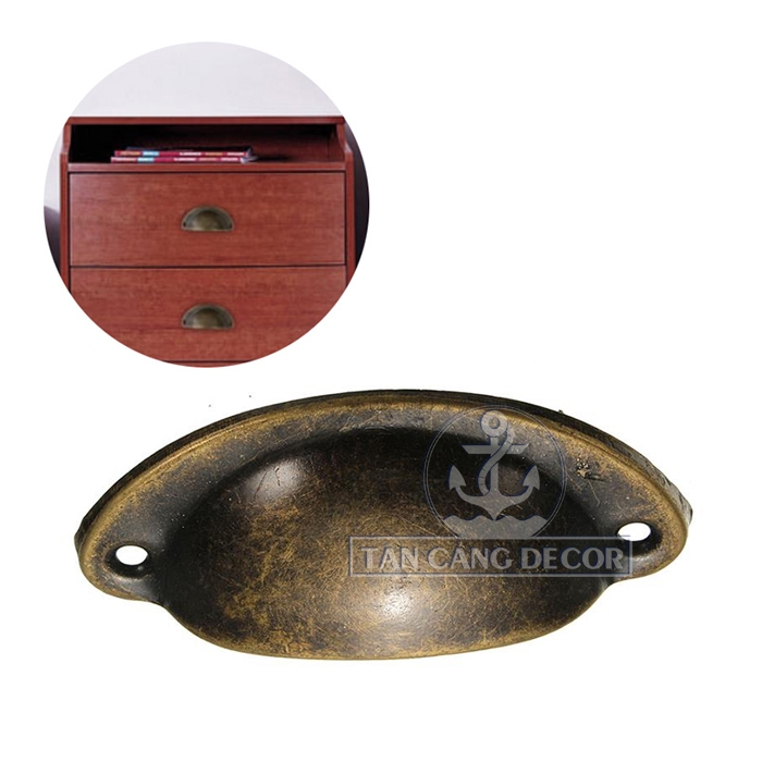 Tay nắm 01 màu đồng xanh hình bán nguyệt Cổ điển - KT:8.2cm