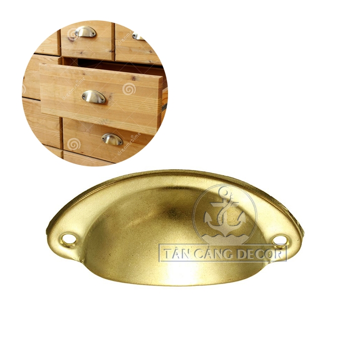 Tay nắm 11 màu đồng vàng hình bán nguyệt Cổ điển - KT:8.2cm