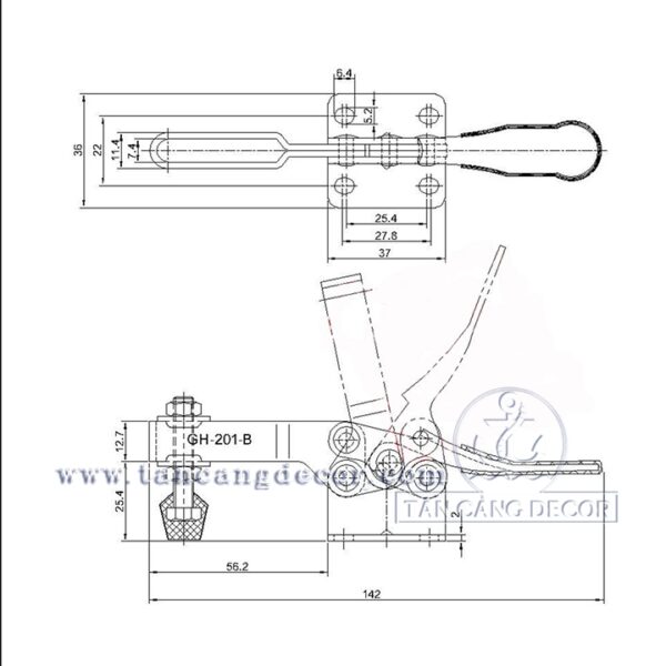 Alternative view of Sập mỏ cò dạng thẳng loại 14cm