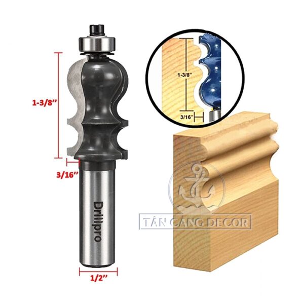 Mũi router đánh chỉ đuôi cá 12.7 mm