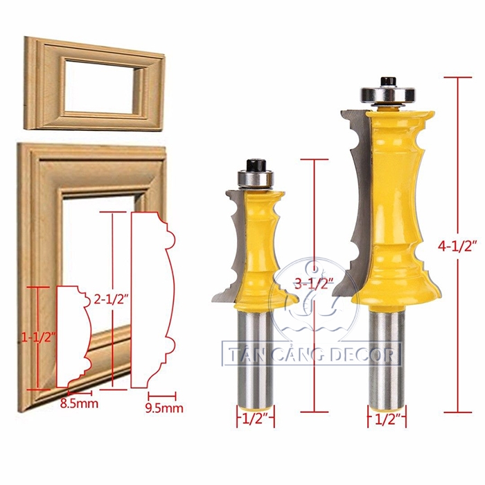 Bộ Mũi Router Đánh Chỉ Khung Tranh Cốt 12.7 mm