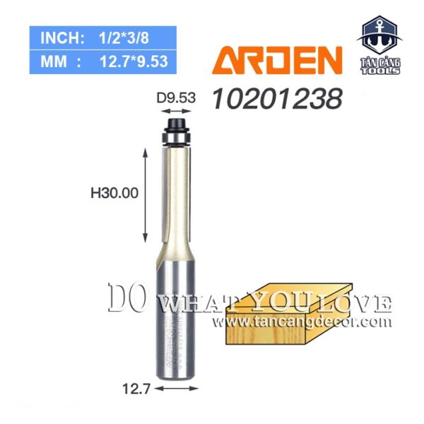Mũi Router Arden Phay Thẳng bi dưới 9.53 x 30 mm Cốt 12.7 mm Arden 0201
