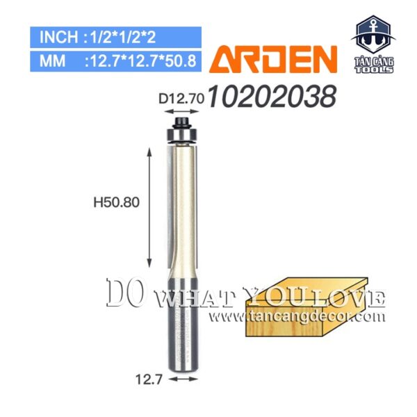 Mũi Router Arden Phay Thẳng bi dưới 12.7 x 50.8 mm Cốt 12.7 mm Arden 0202