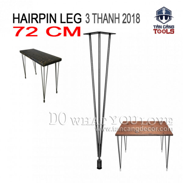 Chân bàn hairpin leg 72cm loại 3 thanh mẫu 2018