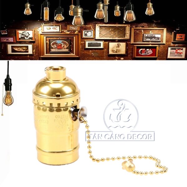 Chuôi bóng đèn Edison 01 màu đồng vàng