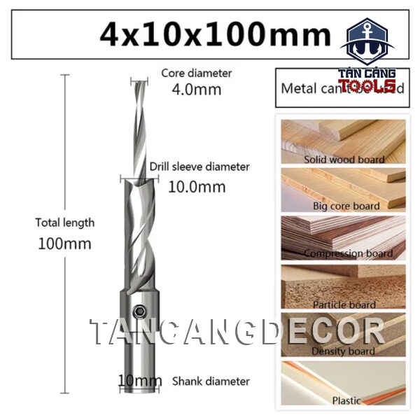 Mũi khoan 2 tầng chuôi tròn 4x10x100