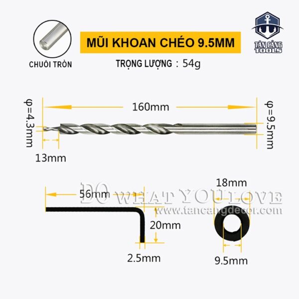 Mũi Khoan Chéo 9.5 mm Chuôi Tròn - Ảnh 6