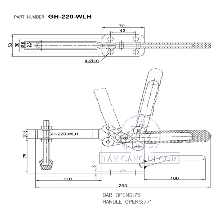 Sập mỏ cò dạng thẳng loại 25cm - Ảnh 2