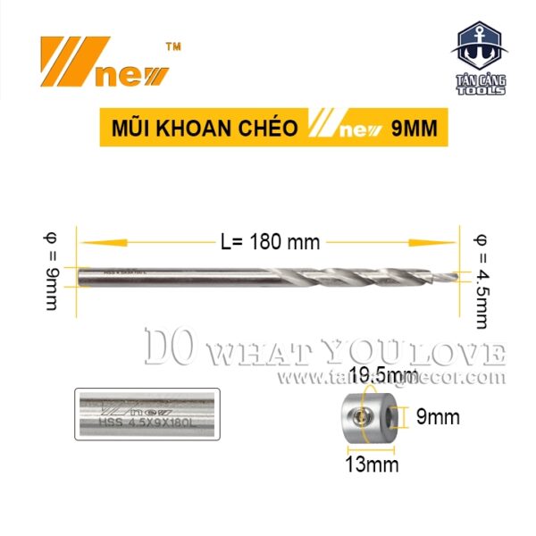 Mũi Khoan Chéo Wnew 9 mm Chuôi Tròn