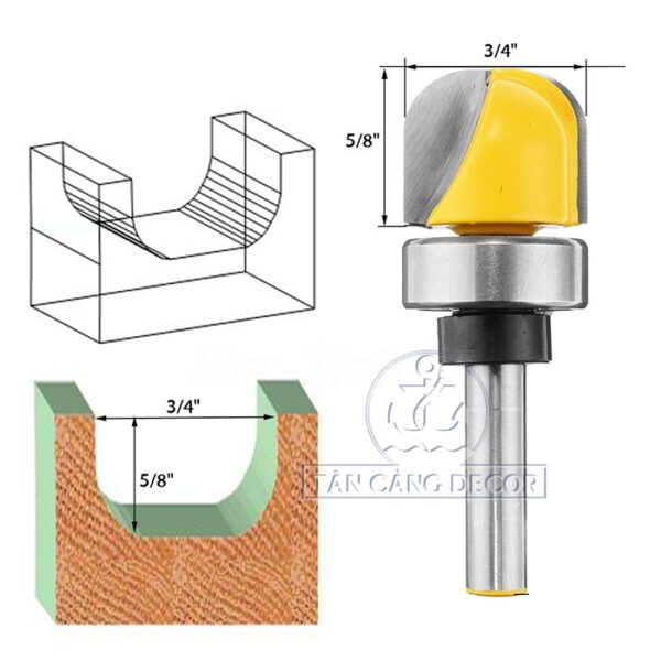 Mũi Router Đánh Rãnh Bo Tròn 19 mm Cốt 6.35 mm