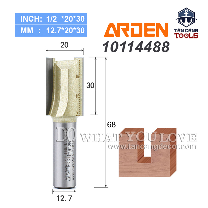 Mũi Router Arden Móc Rãnh 20 x 30mm Cốt 12.7 mm Arden 0114