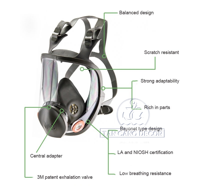 Mặt Nạ Phòng Độc Nguyên Mặt 3M 6800 Kèm 10 Bông Lọc - Ảnh 7