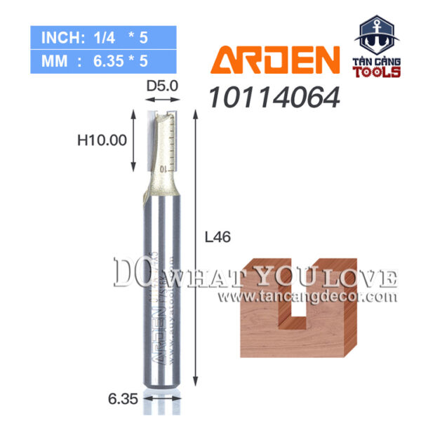 Mũi Router Arden Móc Rãnh 10 x 5mm Cốt 6.35 mm Arden 0114