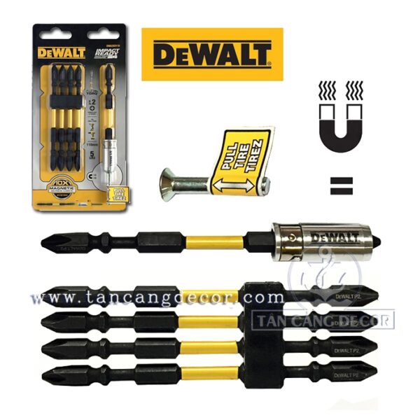 Bộ 5 Mũi Bắt Vít Dewalt - Vòng Nam Châm Tới Hạn IMPACT READY