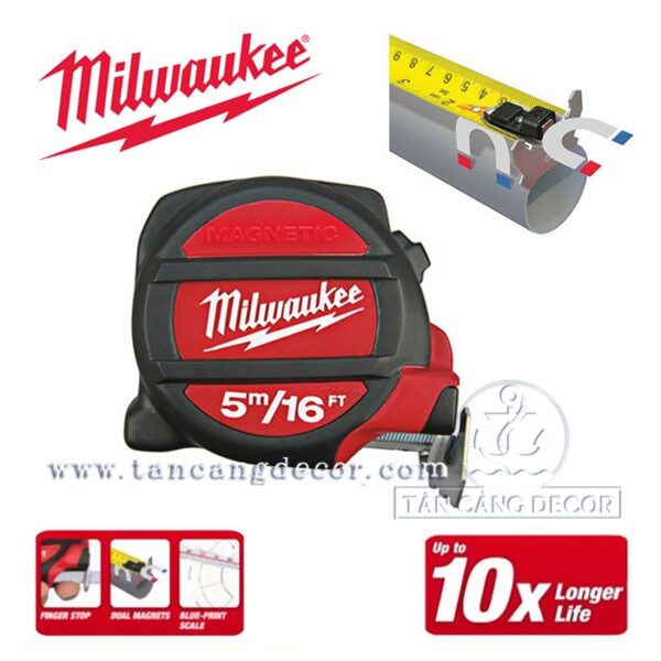 Thước cuộn Milwaukee 5M tích hợp Nam châm 48-22-7216