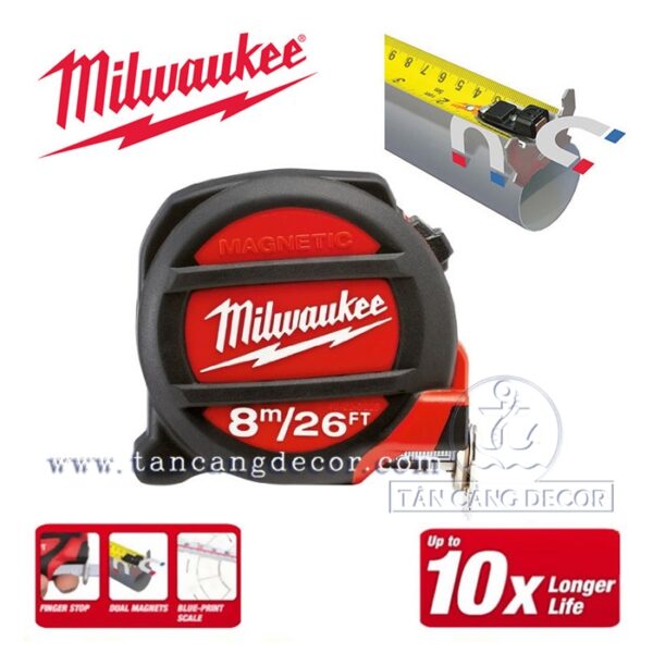 Thước cuộn Milwaukee 8M tích hợp Nam châm 48-22-7225