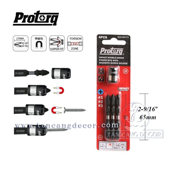 Bộ 3 Mũi Bắt Vít ProTorq 65mm - Vòng Nam Châm Tới Hạn