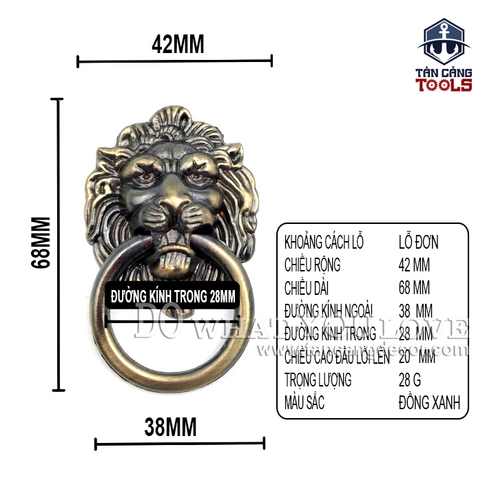 Chốt kéo tròn 27 hình đầu sư tử size M - KT:6.8cm - Ảnh 2