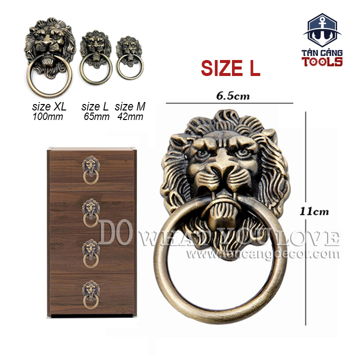 Chốt kéo tròn 28 hình đầu sư tử size L - KT:11cm