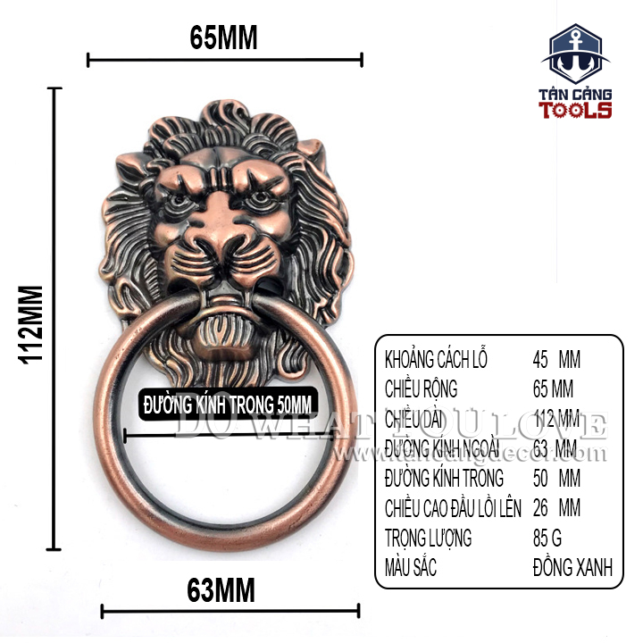 Chốt kéo tròn 28 hình đầu sư tử size L - KT:11cm - Ảnh 2
