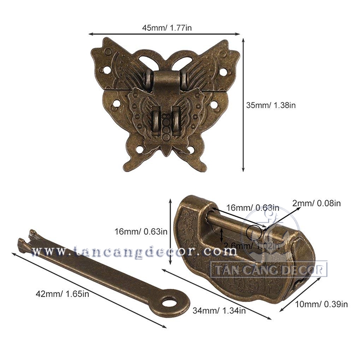 Khóa hộp 27 Hình bướm xuân + Ổ khóa - KT : 4.5cm - Ảnh 2