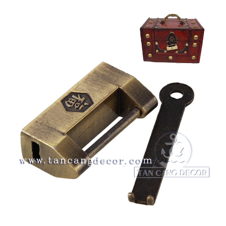 Ổ khóa 28 mạ đồng giả cổ - KT: 3.1cm