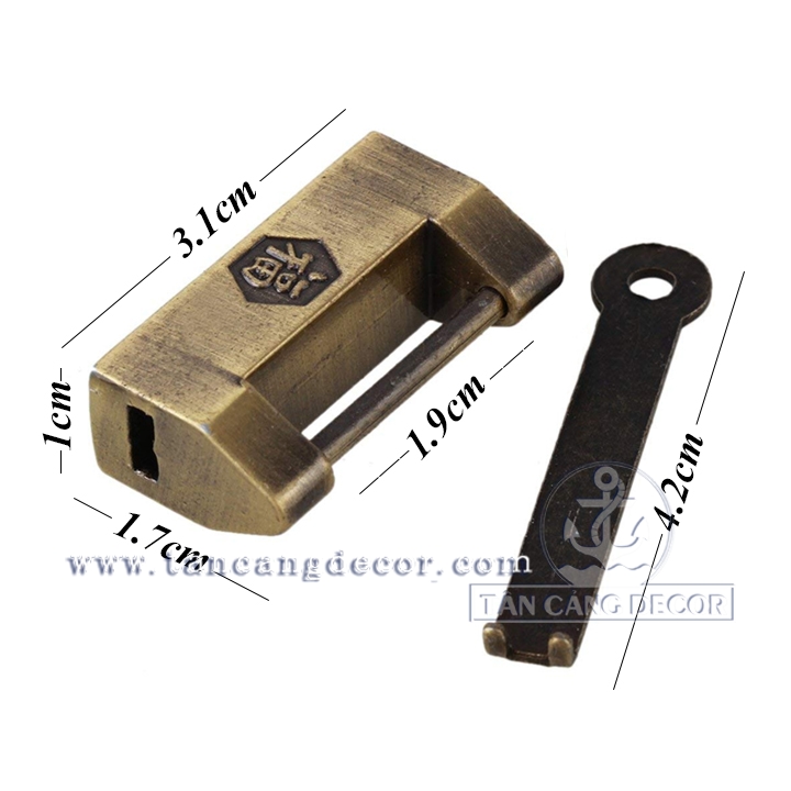 Ổ khóa 28 mạ đồng giả cổ - KT: 3.1cm - Ảnh 3