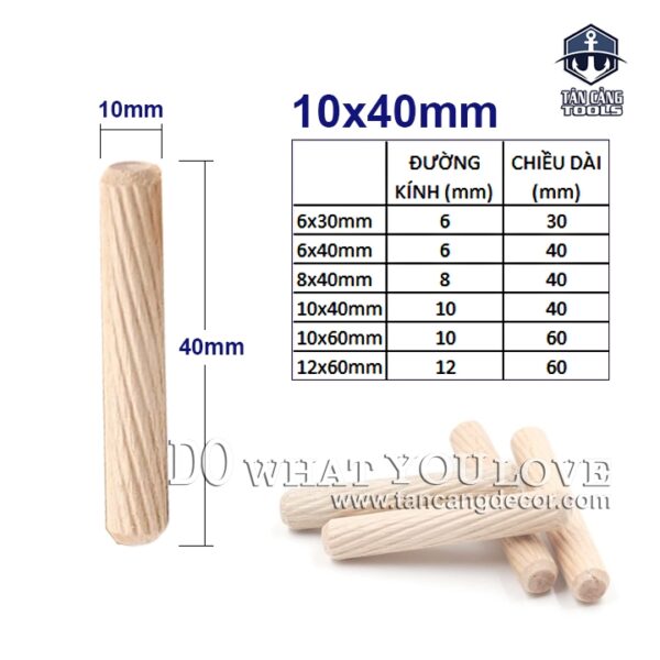 Chốt gỗ phi 10mm - dài 40 mm - 1 Kg