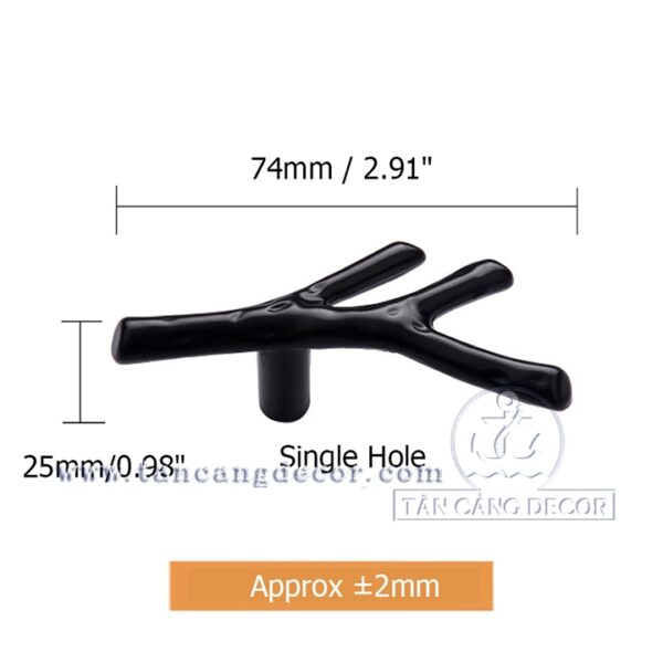 Tay nắm 31 nhánh cây nhỏ màu đen – KT: 7.4cm